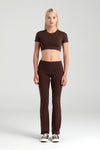Soft Touch Yüksek Bel Ispanyol Paça Pantolon Kahverengi