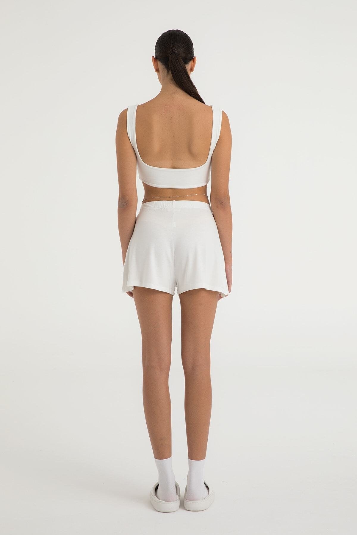 Ultra Soft Lastikli Şort Ekru