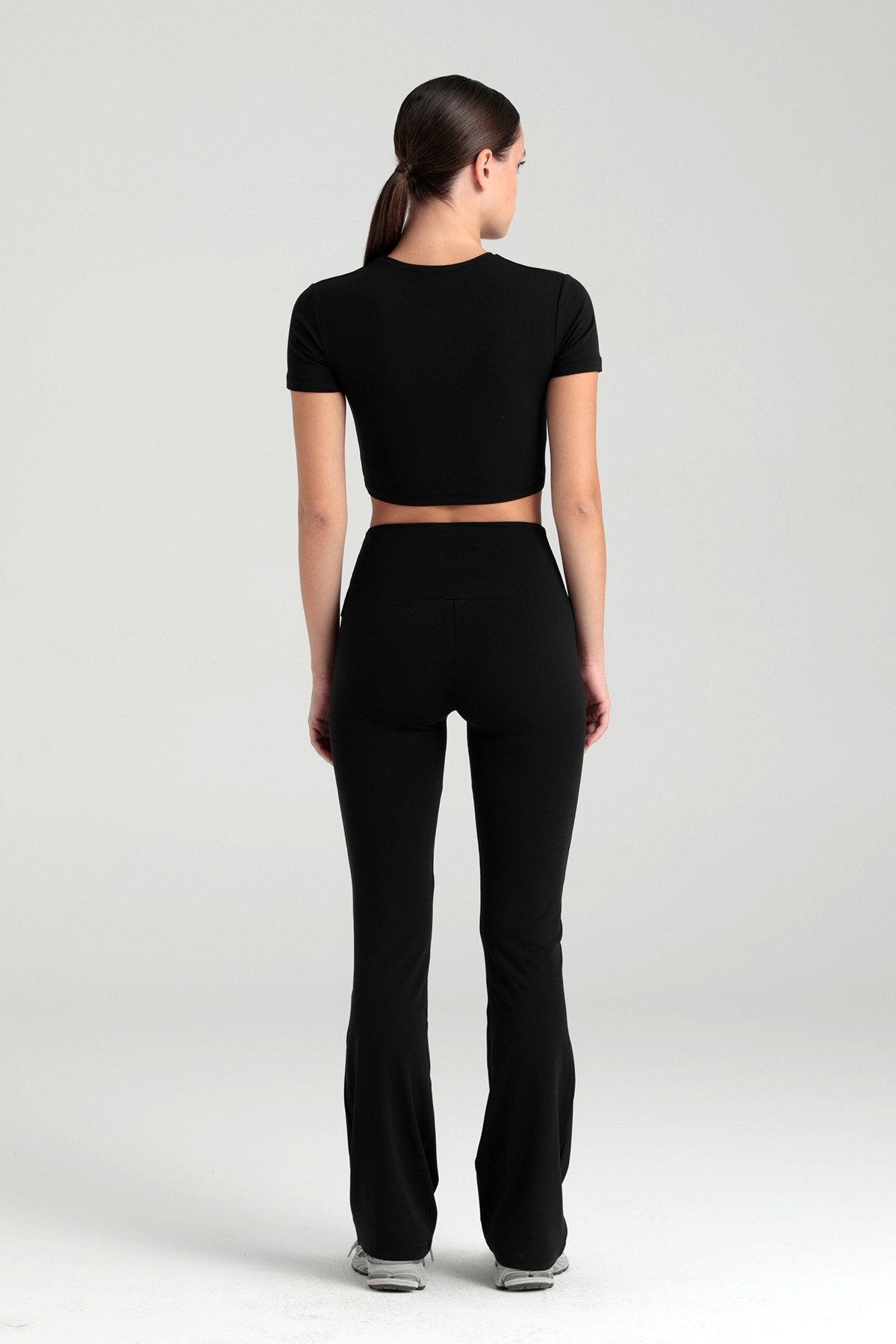 Comfort Yüksek Bel Ispanyol Paça Tayt Siyah