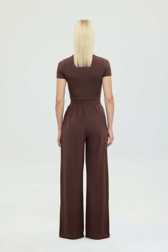 Ultra Soft Düz Kesim Bol Pantolon Füme