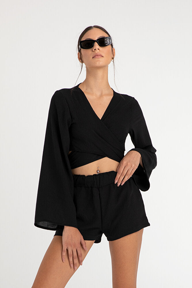 Lagom Bağlamalı Bluz Siyah