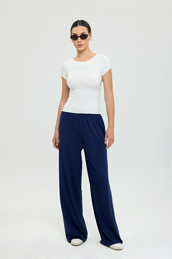 Ultra Soft Kayık Yaka Kısa Kol Bluz Ekru