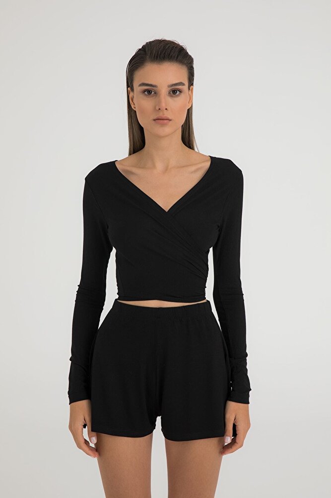 Ultra Soft Bağlamalı Bluz Siyah