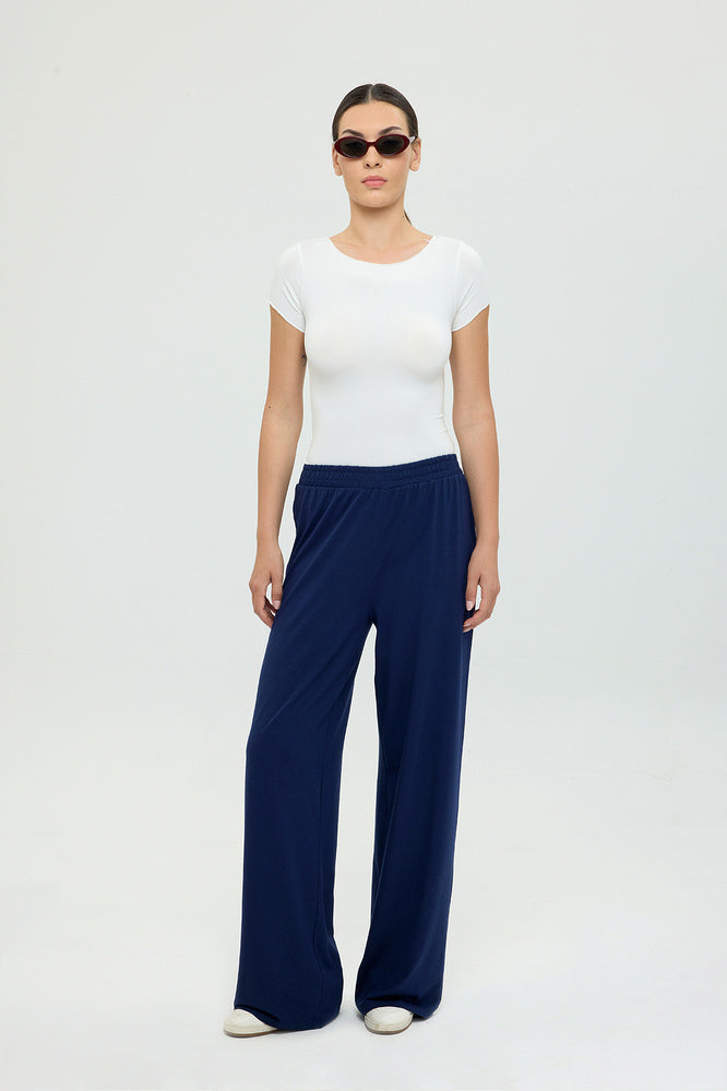 Ultra Soft Düz Kesim Bol Pantolon Lacivert