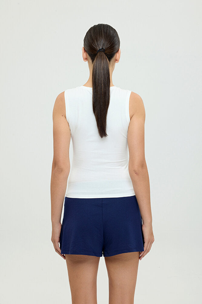Ultra Soft V Yaka Kolsuz Bluz Ekru