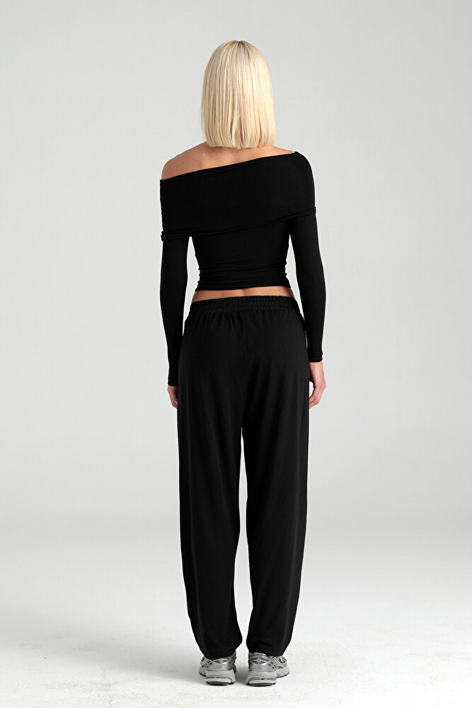 Soft Touch Şalvar Pantolon Siyah