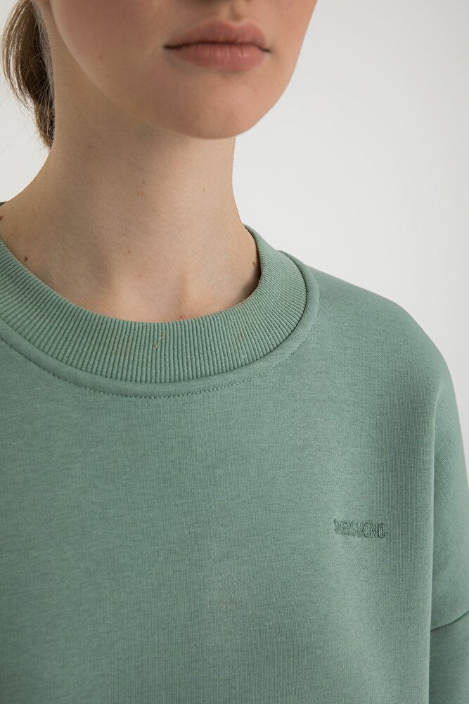 Oversize Sweatshirt Şardonlu Mint