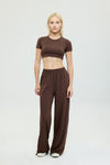 Soft Touch Düz Kesim Bol Pantolon Kahverengi