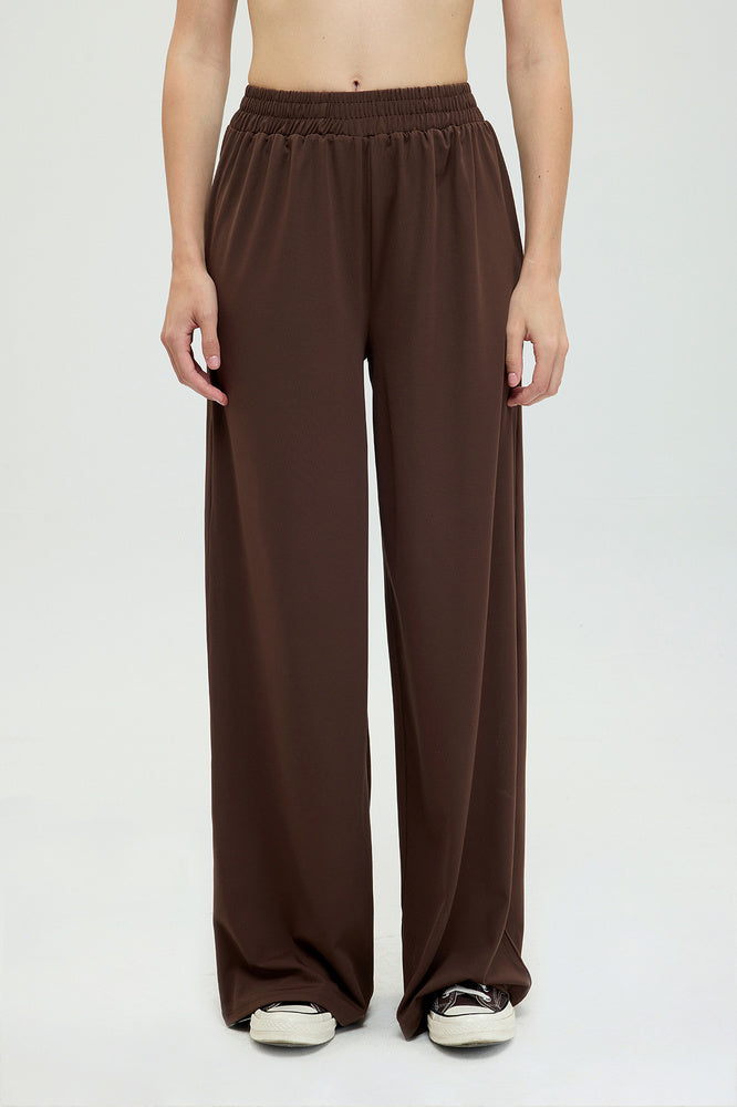 Soft Touch Düz Kesim Bol Pantolon Kahverengi