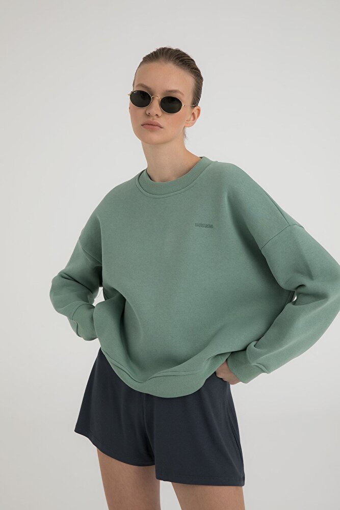 Oversize Sweatshirt Şardonlu Mint