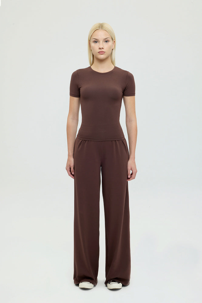 Ultra Soft Düz Kesim Bol Pantolon Füme