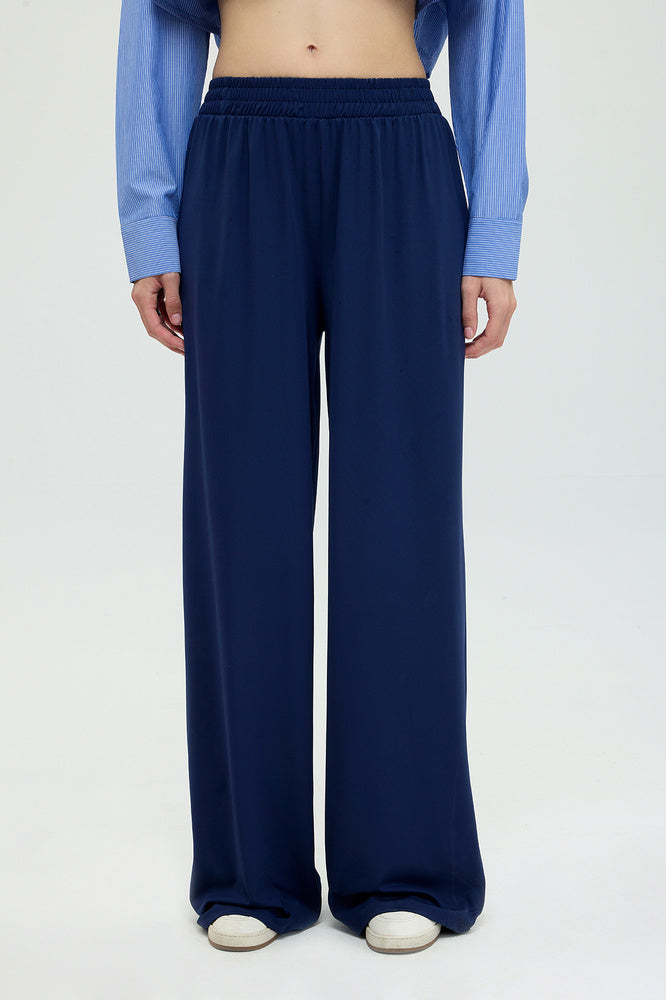 Soft Touch Düz Kesim Bol Pantolon Lacivert