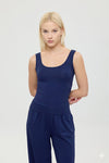 Ultra Soft Oval Yaka Kolsuz Bluz Lacivert