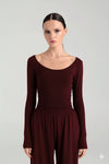 Ultra Soft Oval Yaka Bluz Bordo
