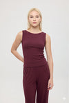 Ultra Soft Kayık Yaka Kolsuz Bluz Bordo