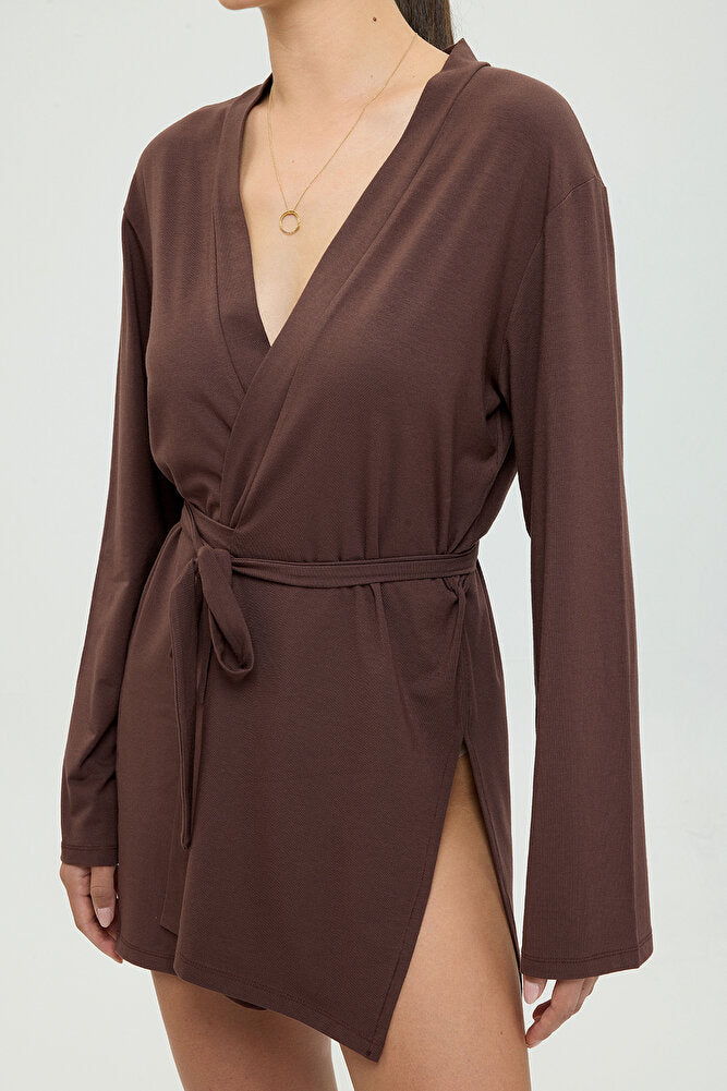 Ultra Soft Zoe Kimono Kahverengi