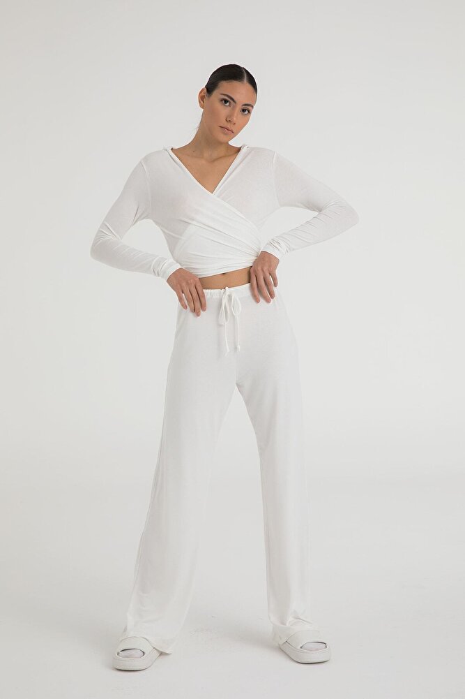 Ultra Soft Bağcıklı Pantolon Ekru