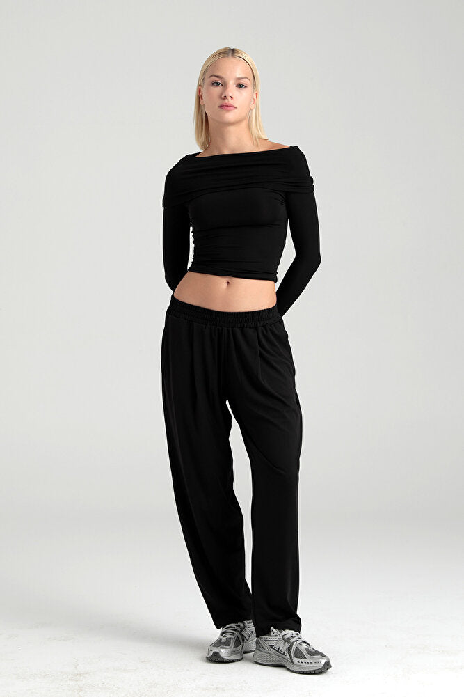 Soft Touch Şalvar Pantolon Siyah