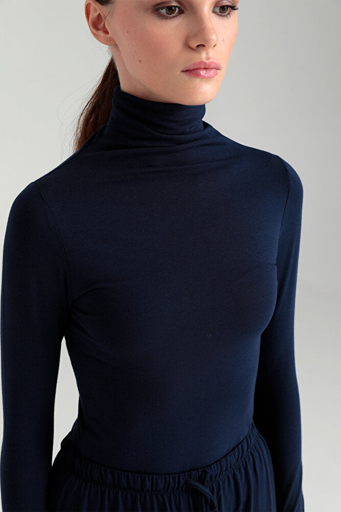 Ultra Soft Balıkçı Yaka Bluz Lacivert