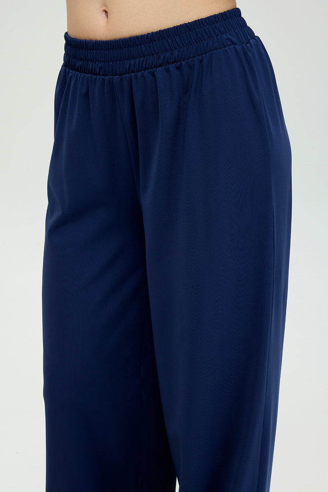 Soft Touch Düz Kesim Bol Pantolon Lacivert