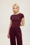 Ultra Soft Kayık Yaka Kısa Kol Bluz Bordo