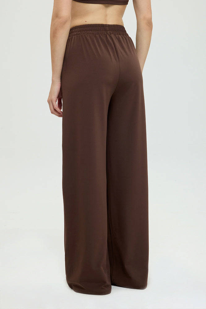 Soft Touch Düz Kesim Bol Pantolon Kahverengi