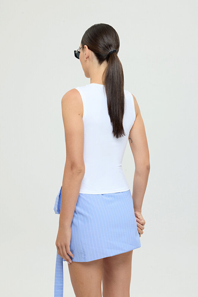 Soft Touch V Yaka Kolsuz Bluz Beyaz