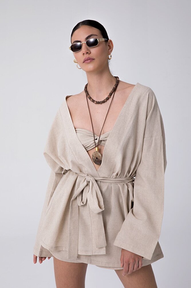 Maia Keten Kimono Bej