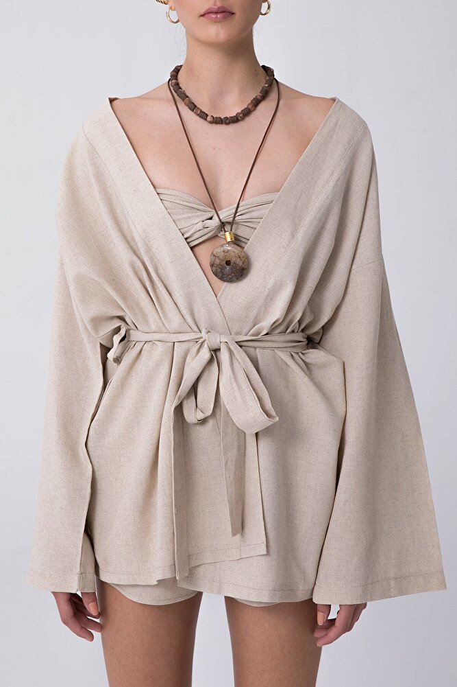 Maia Keten Kimono Bej