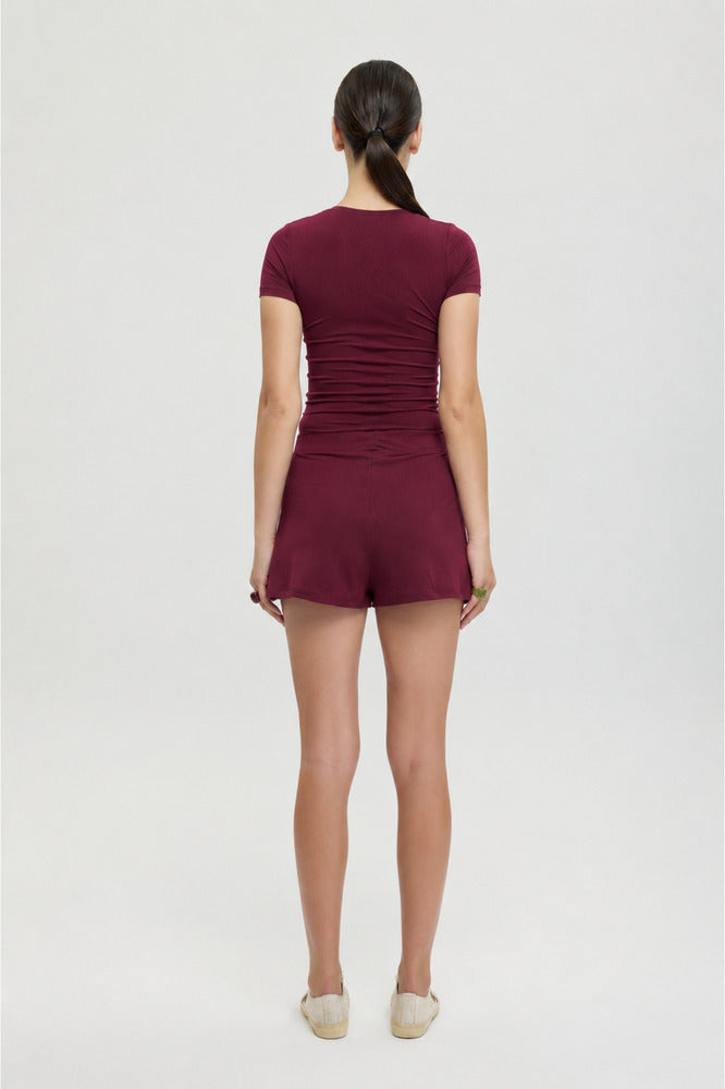 Ultra Soft Lastikli Şort Bordo