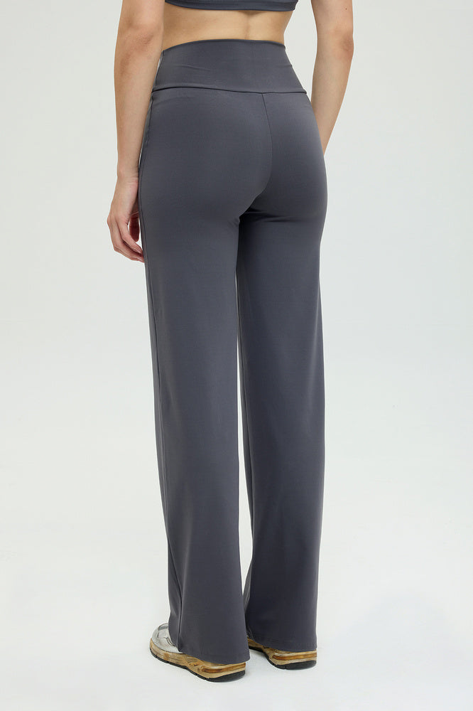 Comfort Yüksek Bel Düz Kesim Pantolon Füme