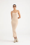 Soft Touch Ip Askılı Elbise Bej