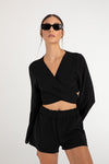 Lagom Bağlamalı Bluz Siyah