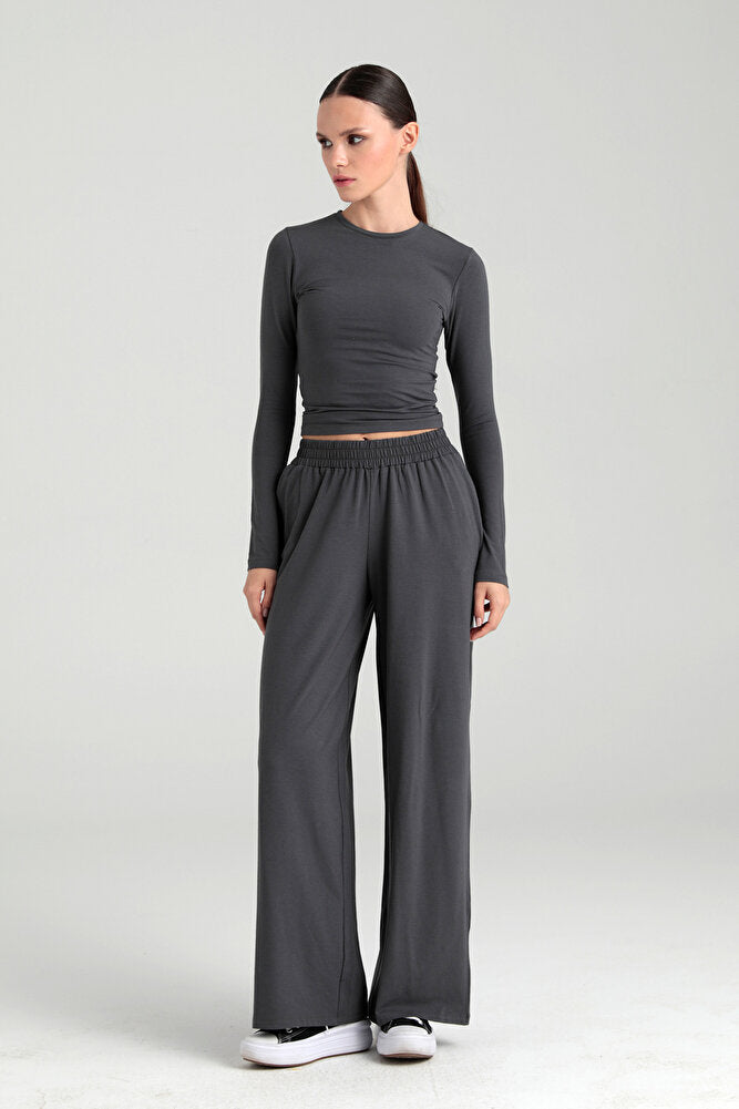 Ultra Soft Bol Pantolon Füme