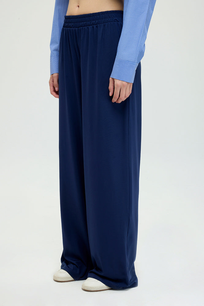 Soft Touch Düz Kesim Bol Pantolon Lacivert