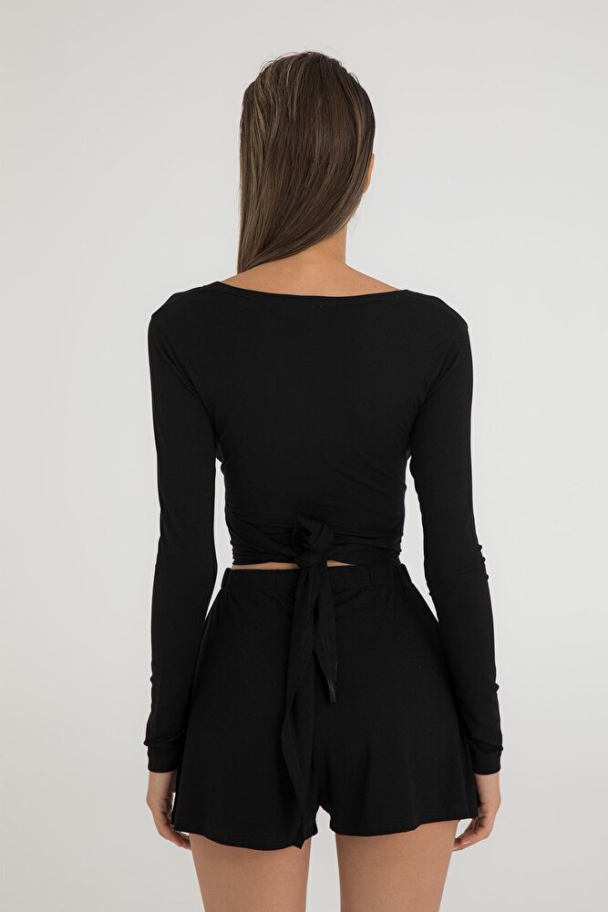 Ultra Soft Bağlamalı Bluz Siyah