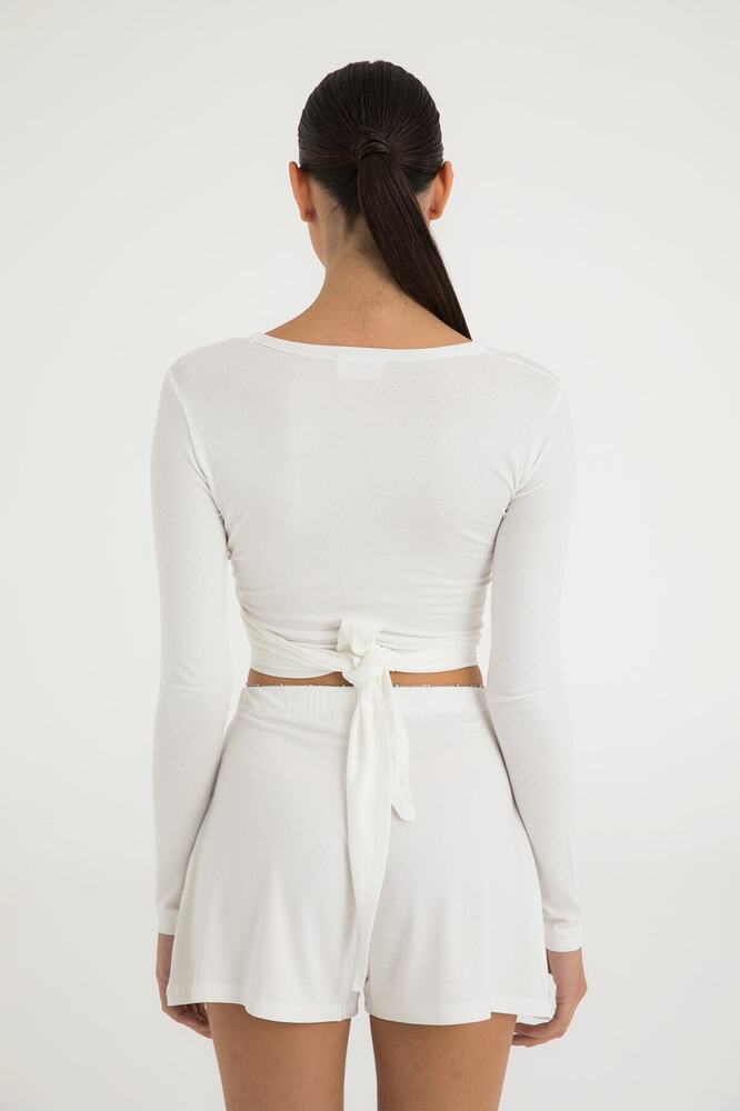 Ultra Soft Bağlamalı Bluz Ekru