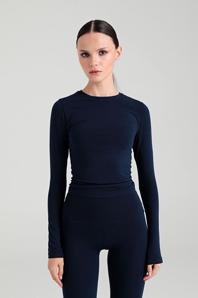 Ultra Soft Yuvarlak Yaka Bluz Lacivert