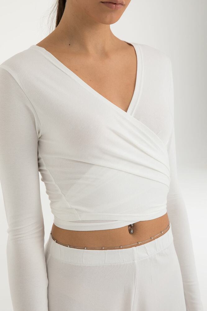 Ultra Soft Bağlamalı Bluz Ekru