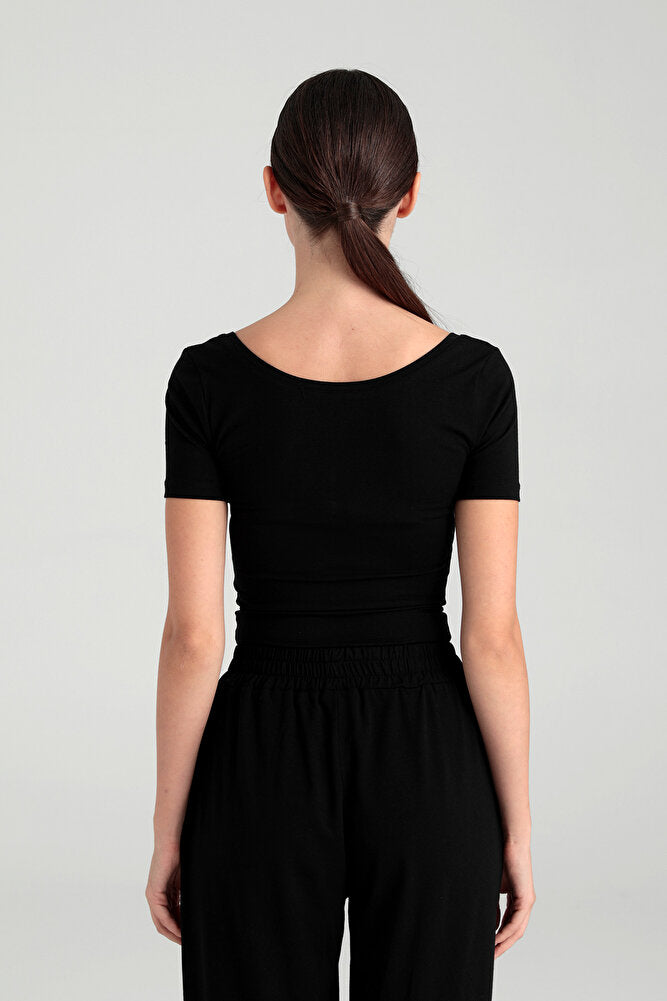 Ultra Soft Oval Yaka Kısa Kol Siyah