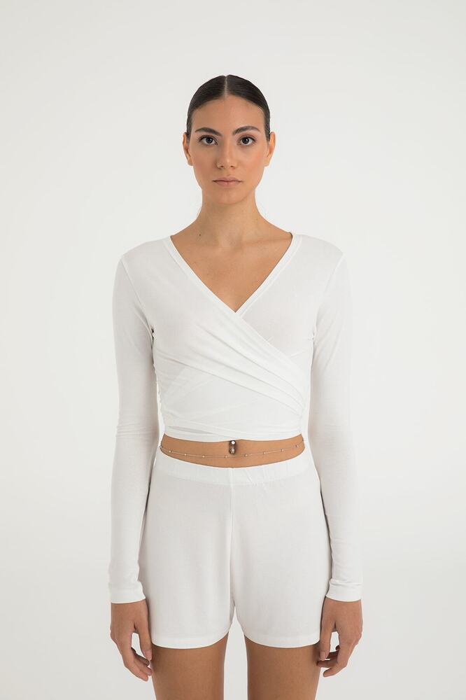 Ultra Soft Bağlamalı Bluz Ekru