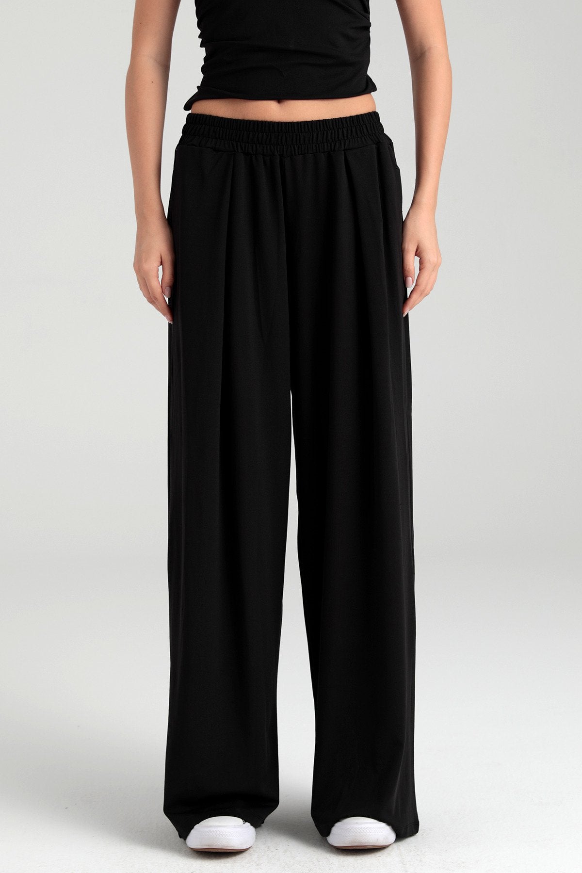 Soft Touch Piliseli Pantolon Siyah