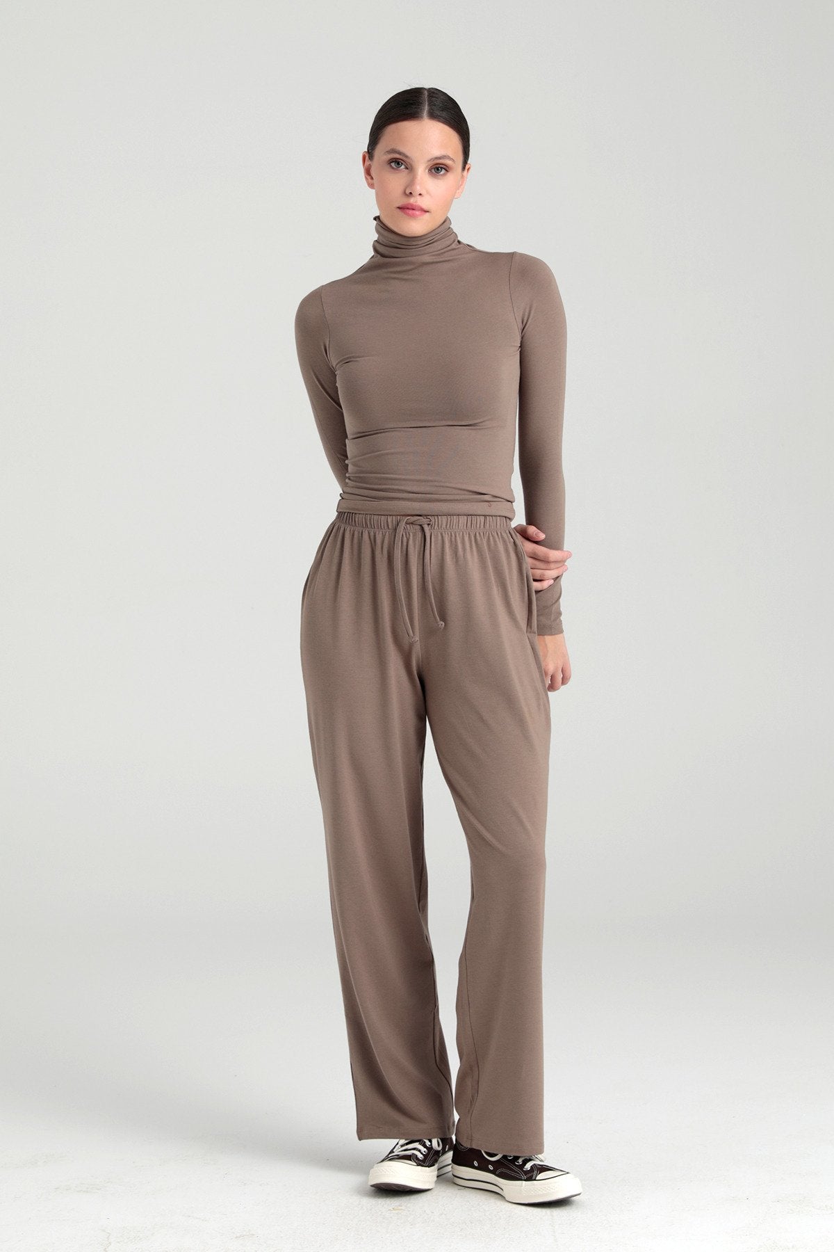 Ultra Soft Bağcıklı Pantolon Vizon