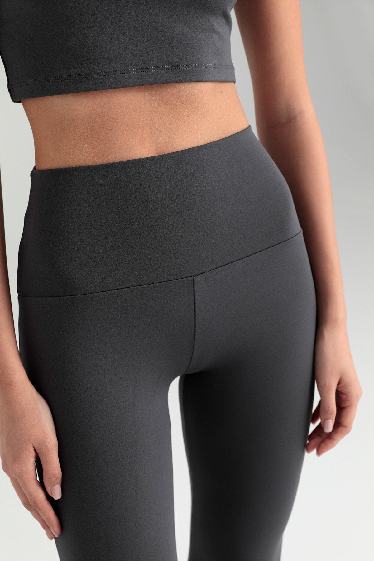 Soft Touch Yüksek Bel Ispanyol Paça Pantolon Füme