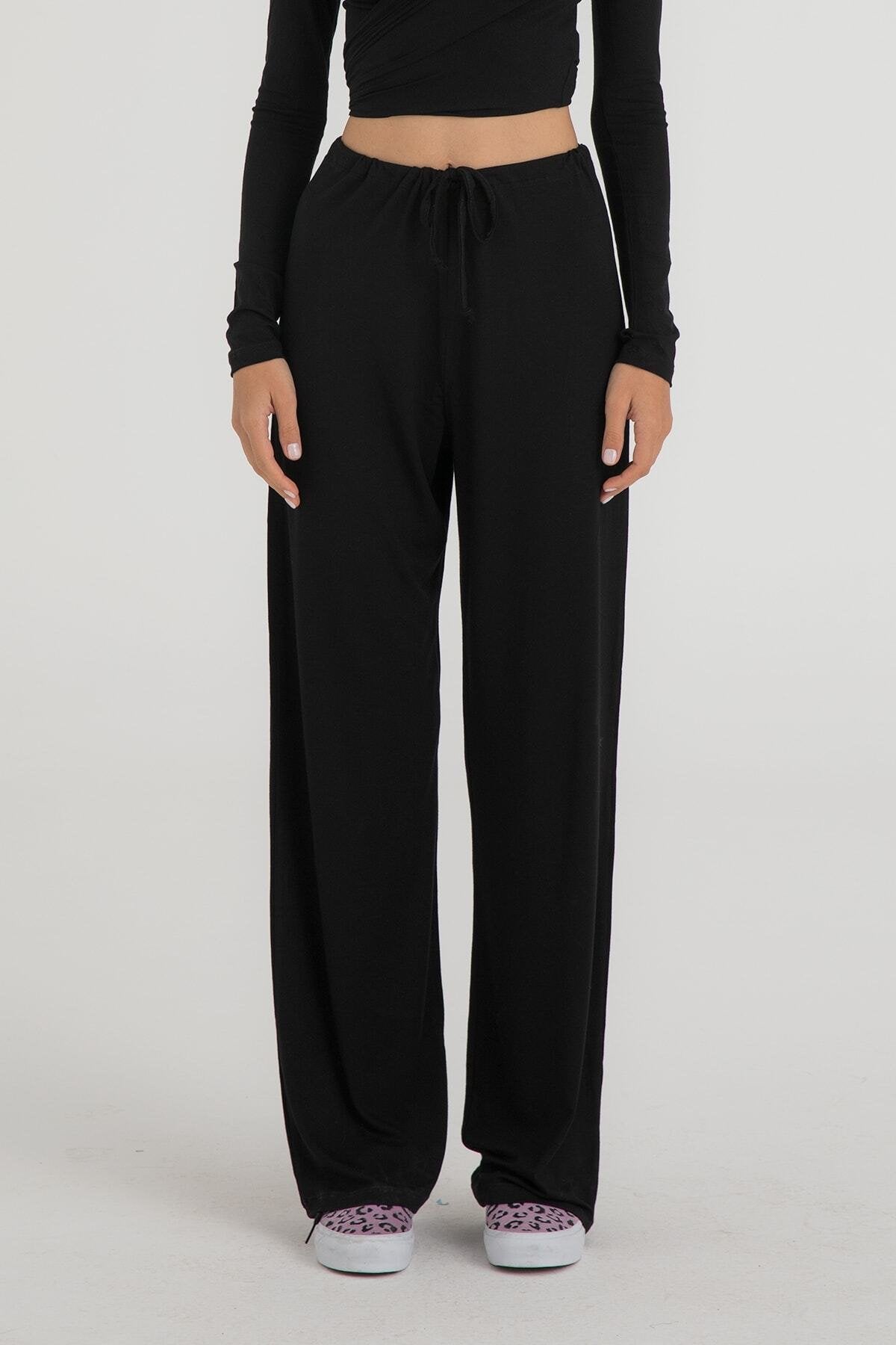 Ultra Soft Bağcıklı Pantolon Siyah