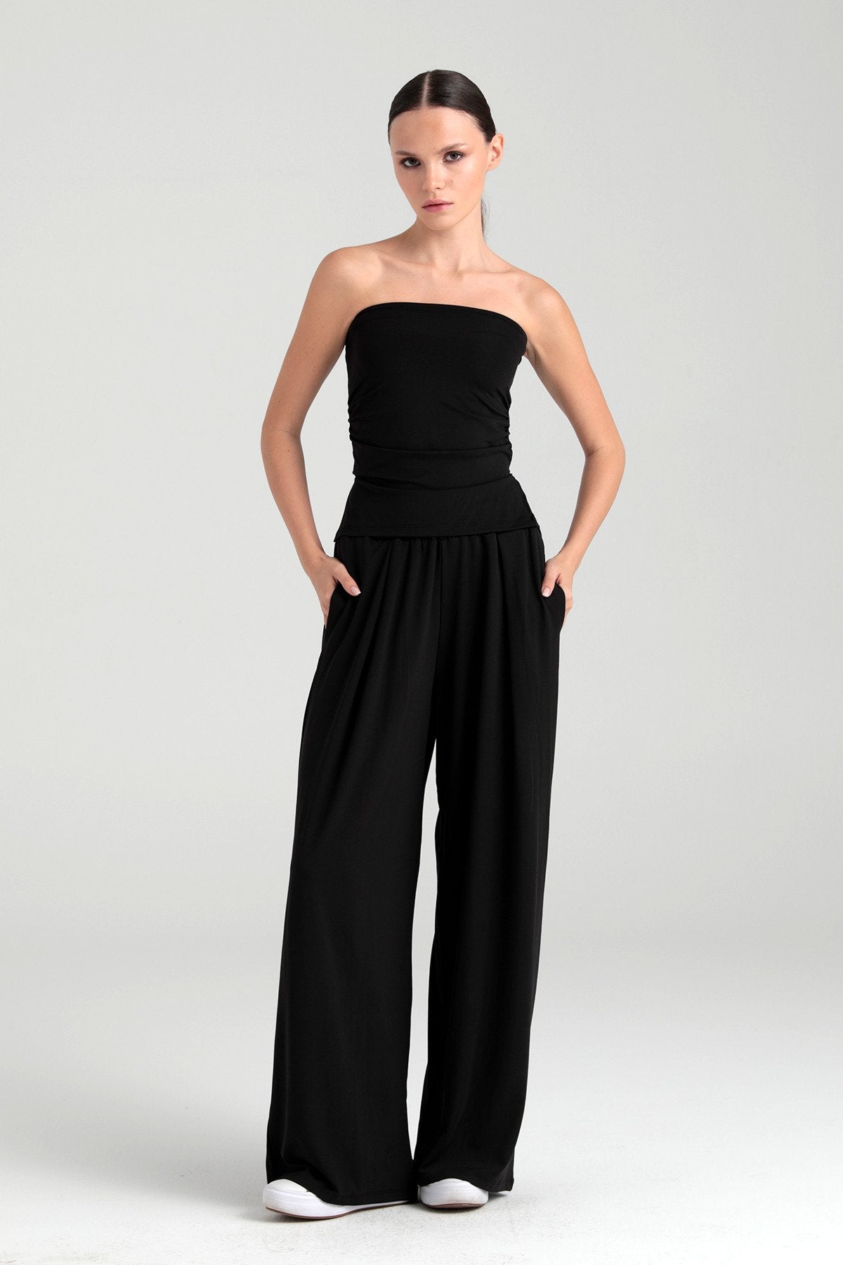 Soft Touch Piliseli Pantolon Siyah