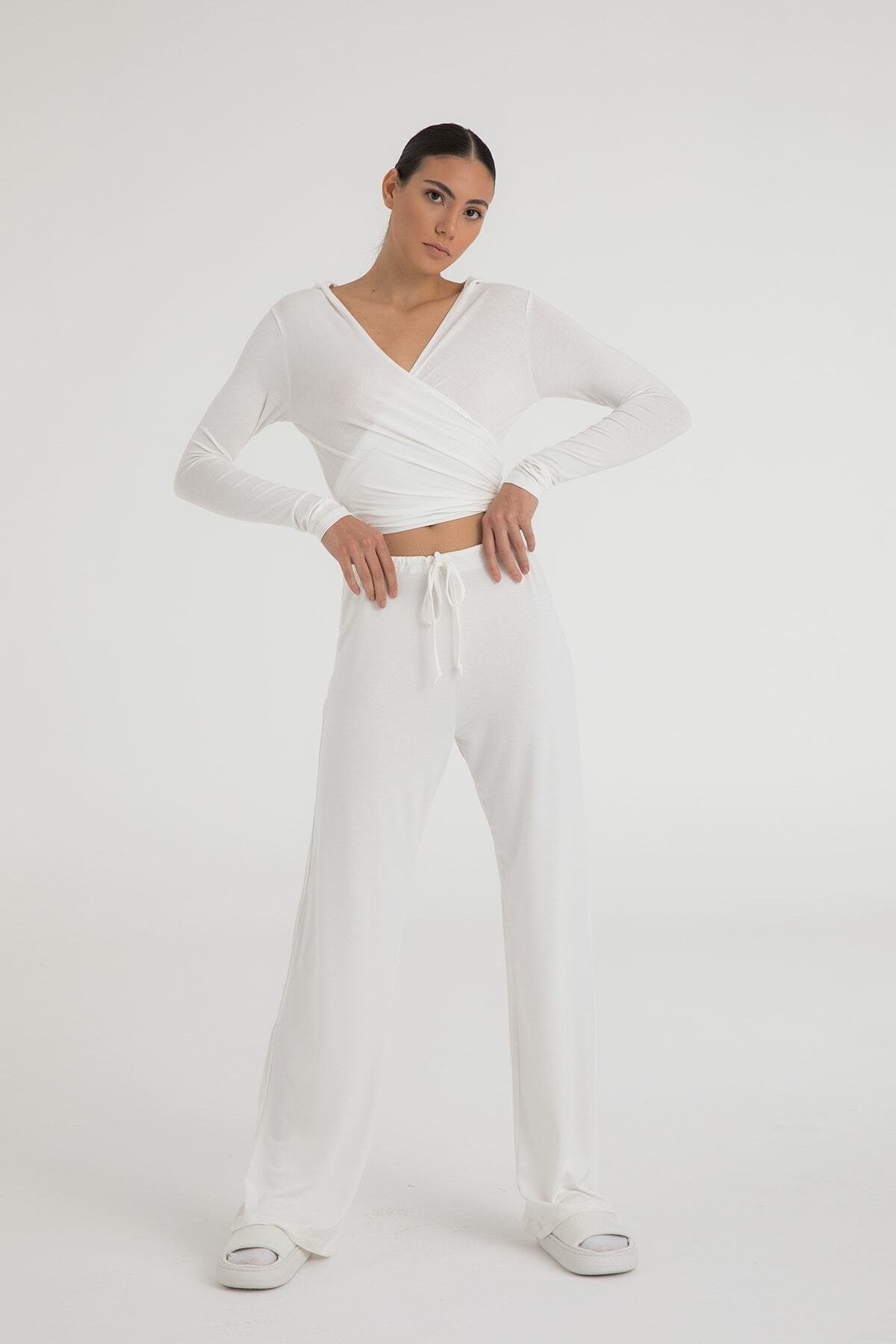 Ultra Soft Bağcıklı Pantolon Ekru