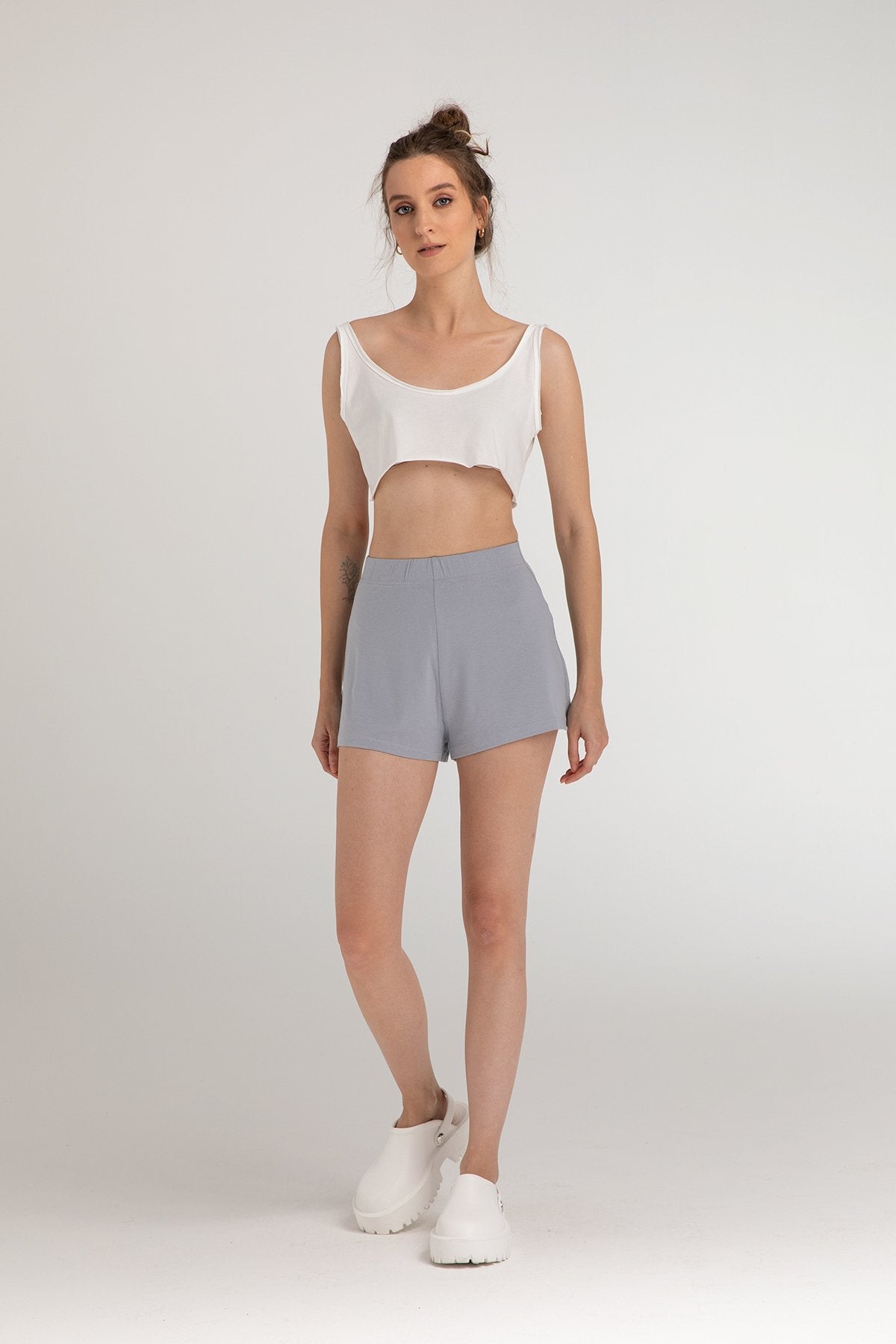 Ultra Soft Lastikli Şort Gri
