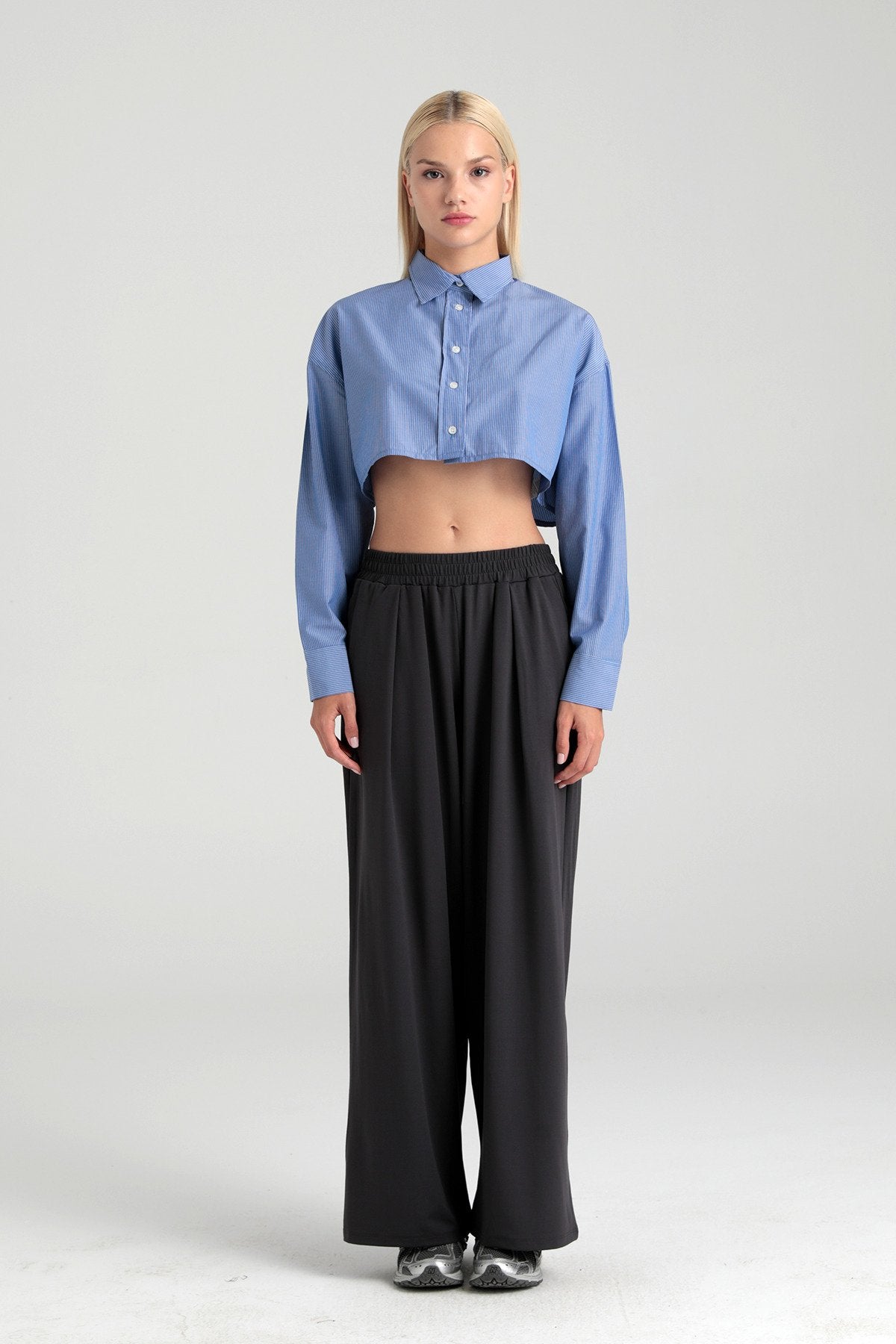 Soft Touch Piliseli Pantolon Füme