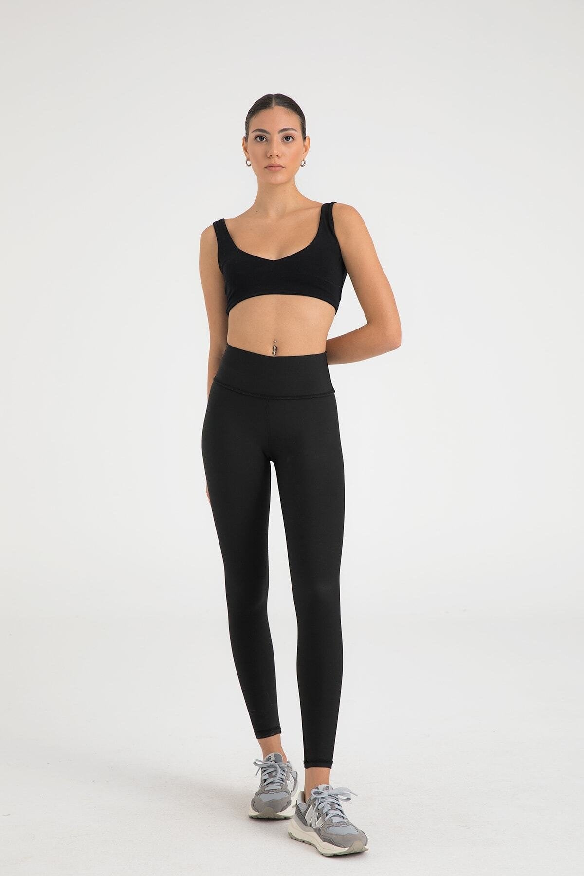 Yüksek Bel Toparlayıcı Spor Tayt Siyah